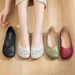 Womens Breathable Flat Non-slip Leather Sandals Soft