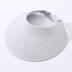 Simple Open-top Wave-pattern Indentation Adjustable Wide-brim Sun Hat For Summer Outdoor Activities, Breathable Open-top Hat