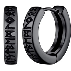 Stainless Steel Norwegian Viking Rune Hoop Earrings for Men Woman Unisex 12 Mm Huggie Hoop Religious Earring Jewelry