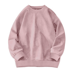 Round-neck Solid-color Suede-fleece Hoodie