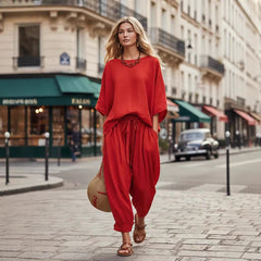 Women's Solid Color Loose Casual Set