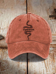 Washed Cotton Printed Hat Distressed Style Mens Vintage