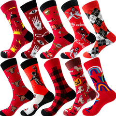 Autumn Diamond-patterned Mens Socks Christmas Animal And Fruit-themed Socks