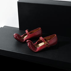Women's Premium Washed Full Grain Leather Split-Toe Tabi Mary Jane Flats, All Leather Lined Shoes