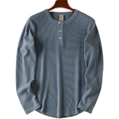 European And American Men's Cotton Waffle-Weave Long-Sleeve T-Shirt Base Layer
