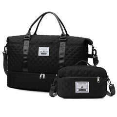 Large-Capacity Fitness Quilted Embroidered Yoga Bag