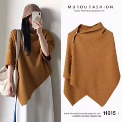 Women's Casual Loose Solid-Colored Knitted Cape Scarf