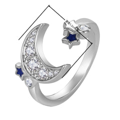Creative Ring For Women Blue Star And Moon Open-End Ring