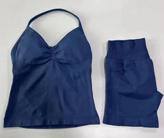 Fashionable Seamless Womens Fitness Shorts Set