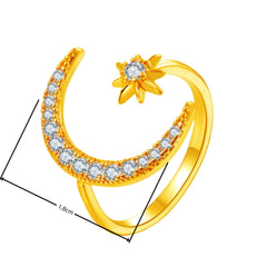 Creative Ring For Women Blue Star And Moon Open-End Ring