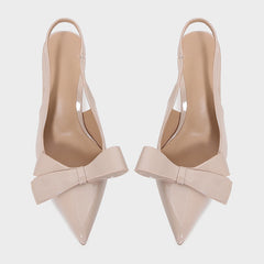 Patent Leather Pointed-toe Bow-knot Sandals Women's Back-strap Style