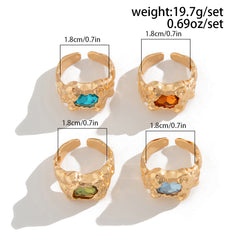 European And American Fashion Cool Pleated Lava Metal Gemstone Ring For Men