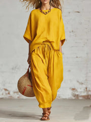 Women's Solid Color Loose Casual Set
