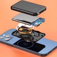 Mini-Powerbank mit Schnellladefunktion, magnetisch, kabellos, 5000 mAh, tragbar