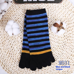 Niche Mixed Color Stripe Short Split Toe Cotton Socks