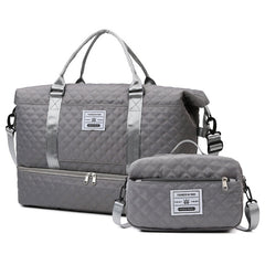 Large-Capacity Fitness Quilted Embroidered Yoga Bag