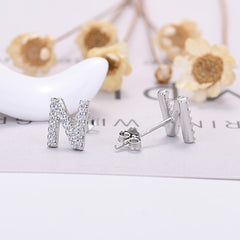26-letter Zircon Earrings Uppercase Letters