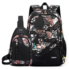 Mens Two-Piece Set Backpack And Chest Bag