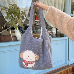 Sac bandoulière en peluche style coréen pour femme automne-hiver