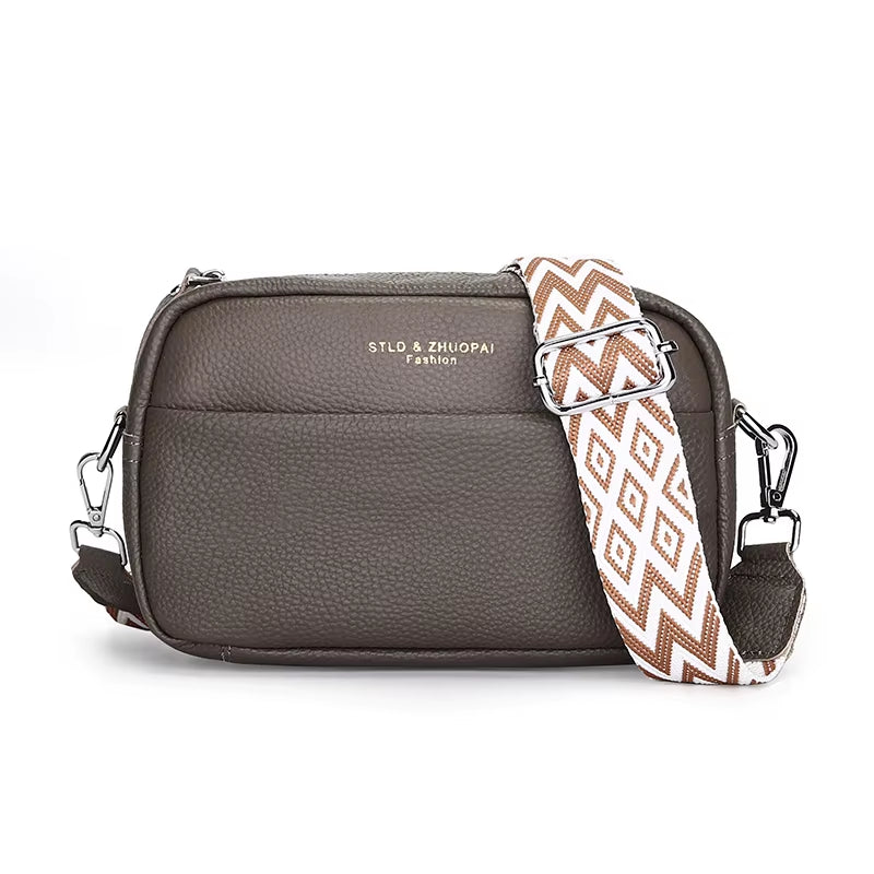 High Quality Genuine Leather Women Crossbody Shoulder Bags 2023 Luxury Solid Color Cow Leather Handbag Female Messenger Tote Sac