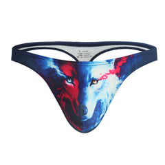 Men's Underpants Low Waist Polyester Printed Breathable T-back