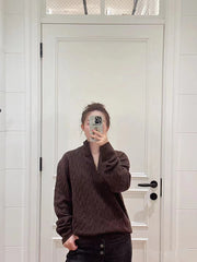 Embroidered Sweater Half Zipper Sweater Sweater Temperament Slimming Short Top