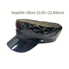 Influencer-style Glossy Patent Leather Sailor Hat