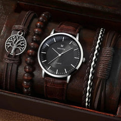 Mens Watch Business Gift Bracelet Necklace Watch Set