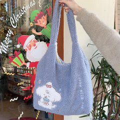 Sac bandoulière en peluche style coréen pour femme automne-hiver