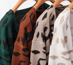Leopard Cardigan Loose Sweater Sweater