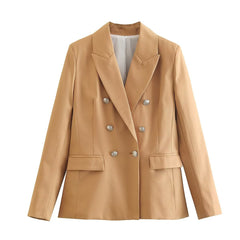 Autumn Women's Double-Breasted Slim-Fit Blazer