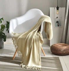 Fringed Knitted Small Blanket Napping Blanket Sofa Blanket