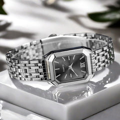 The Lady Is Just Wearing A Square Quartz Watch