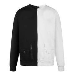 Stitching Contrast Color Pullover Sweater Suit