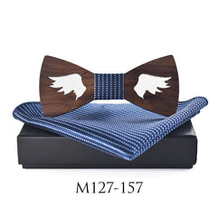 Casual Party Wooden Bow Tie Suit Polyester Silk Square Scarf Bow Tie