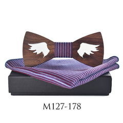 Casual Party Wooden Bow Tie Suit Polyester Silk Square Scarf Bow Tie