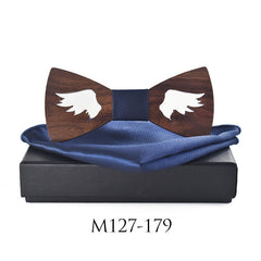 Casual Party Wooden Bow Tie Suit Polyester Silk Square Scarf Bow Tie