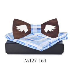 Casual Party Wooden Bow Tie Suit Polyester Silk Square Scarf Bow Tie