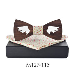 Casual Party Wooden Bow Tie Suit Polyester Silk Square Scarf Bow Tie