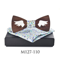 Casual Party Wooden Bow Tie Suit Polyester Silk Square Scarf Bow Tie