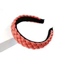 New Net Red Leather Braided Headband Candy-Colored Braid Hairpin Pressed Hair Pu Headband For Women