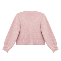 Knitted Cardigan Pink Cherry Lazy Retro Gentle Sweater