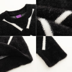 Mohair Sweater Boys Loose Warm Crew Neck Sweater