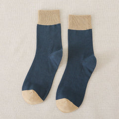 Autumn And Winter Fashion Casual College Style Men'S Color-Blocking Terry Socks