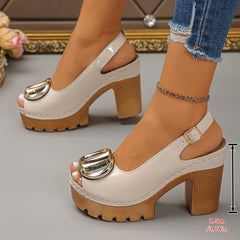 Fashionable Chunky-heeled Peep-toe Sandals