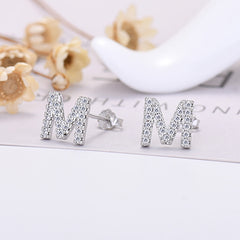 26-letter Zircon Earrings Uppercase Letters