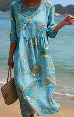 3D-printed Long-sleeve Crew-neck Dress