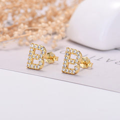 26-letter Zircon Earrings Uppercase Letters