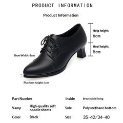 Solid-color Casual Comfortable High-heeled Shoes With A Non-slip Sole And Lace-up Design