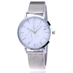 Vansvar fashion brand silver and gold mesh band creative marble wristwatch casual women quartz watches gift relogio feminino